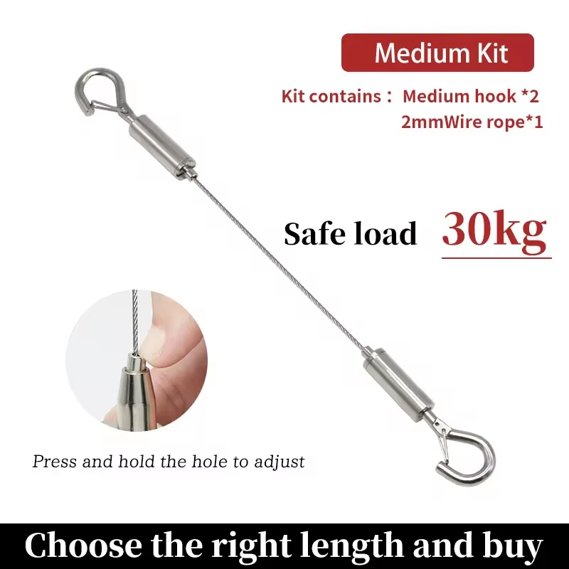 thumbnail image 1 of Gancho de resorte de cable de acero automático ajustable Sistema de solución de suspensión de tendedero Código de suspensión Cable de acero inoxidable, 1 of 5