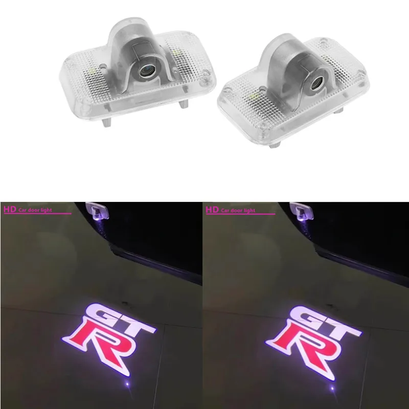 2Pcs Led Car Door Logo Luce Di Benvenuto Per Nissan Gtr R34 / R35 Nissan Gtr Xtrail X-Trail Luci Di Cortesia Lampada Per Atmosfera Automatica