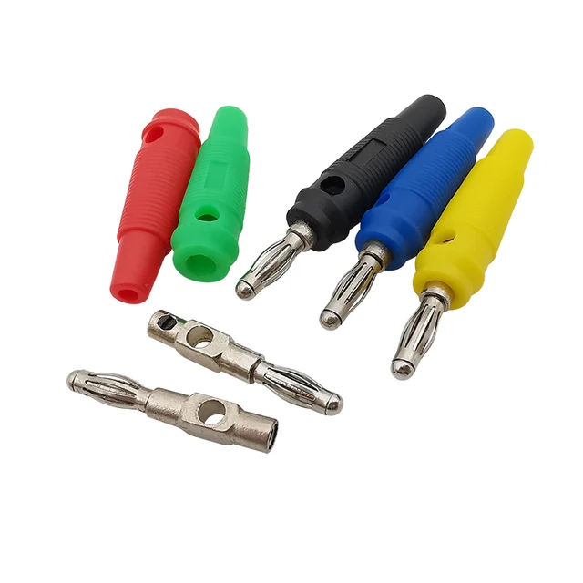 4mm Banana Plugs Male Stackable Screw Type Solderless Connector 4mm Test Banana Plug Red / Green / Blue / Yellow / Black 1