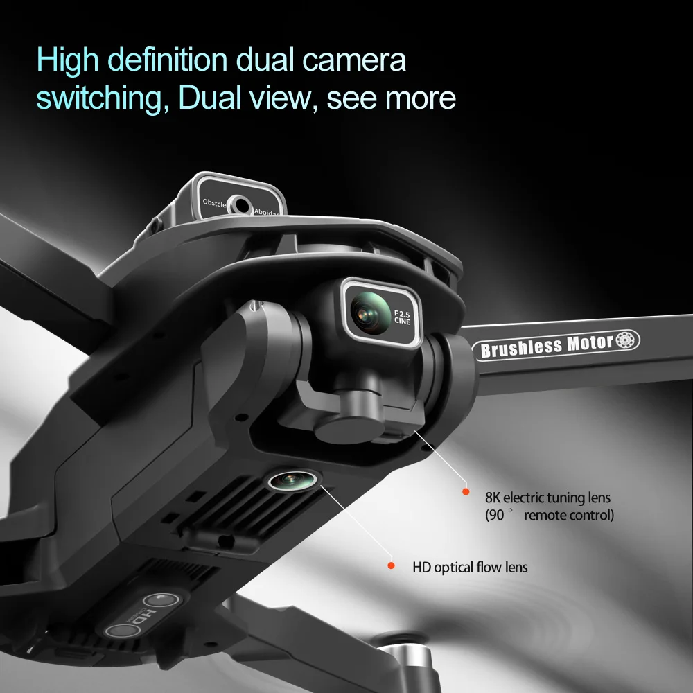 V168 Max 스크린 LCD RC 드론 8K HD 카메라 브러시리스 GPS 모터 메모리 카드 전송 장애물 회피 접이식 쿼드콥터 드론 장난감