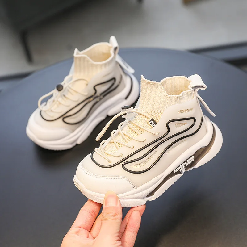 Spring Kids Fashion High-top Sneakers Cool 2022 Black Non-slip