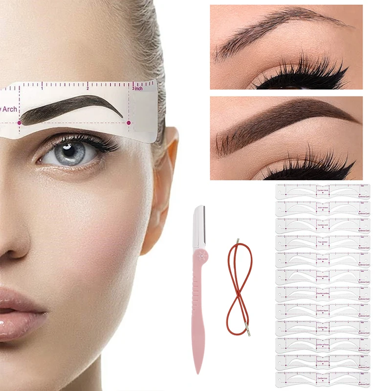 12styles Eyebrow Stencils Reusable DIY Makeup Tools For Women