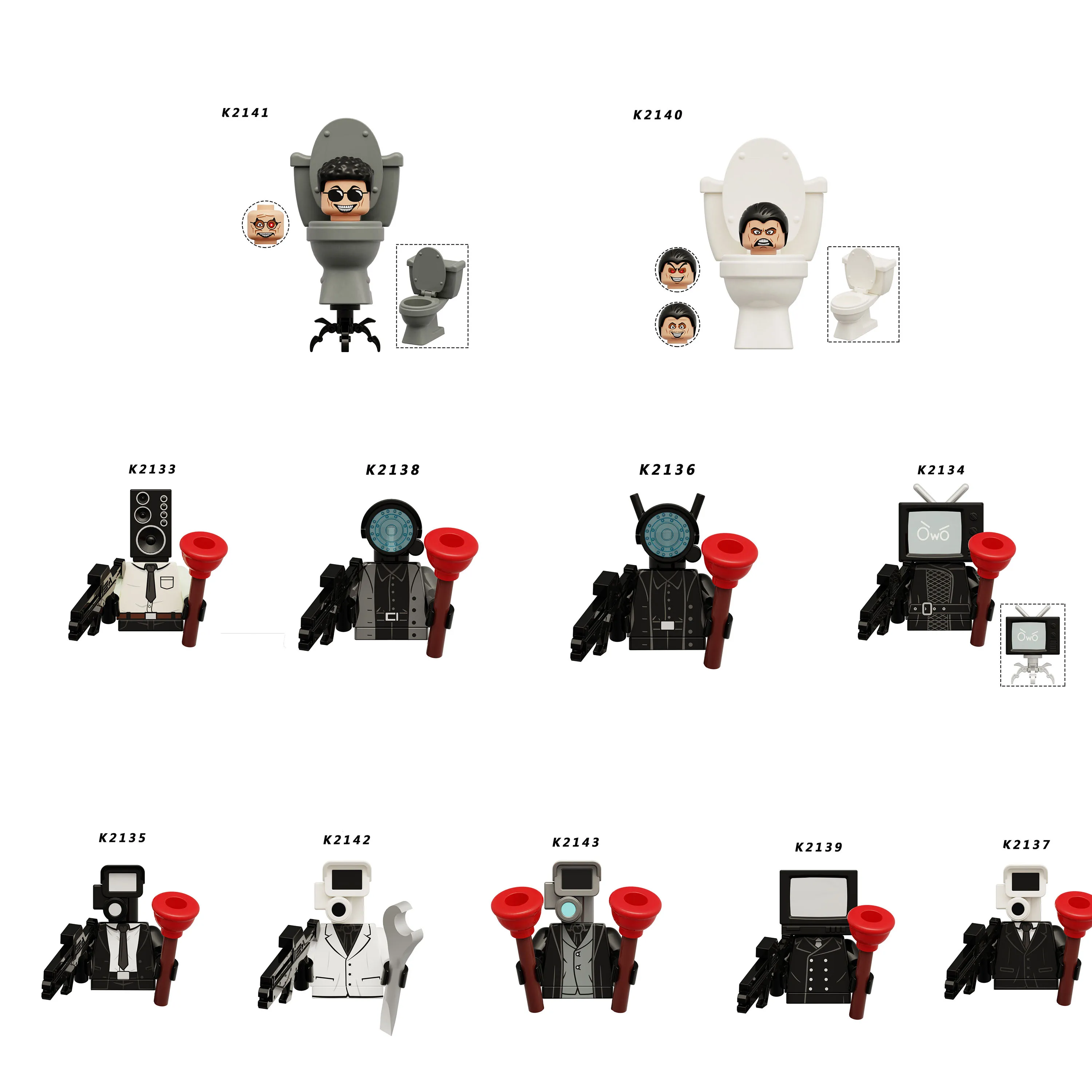 

KDL818 K2141 K2142 Skibidi Toilet Man Building Blocks House Accessories Titan TV Monitor Speakman Figures Toys
