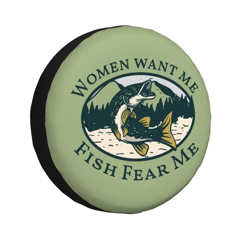 

Women Want Me Fish Fear Me Spare Tire Cover for Prado Pajero Jeep RV SUV 4WD 4x4 Fisherman Fishing Car Wheel Protector Covers