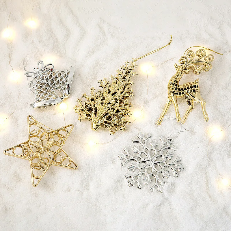 Christmas Pendants Stars Deer/Snowflake/Angel for Xmas Tree Hanging DIY Crafts Kids Gift Ornament Christmas Party Decorations