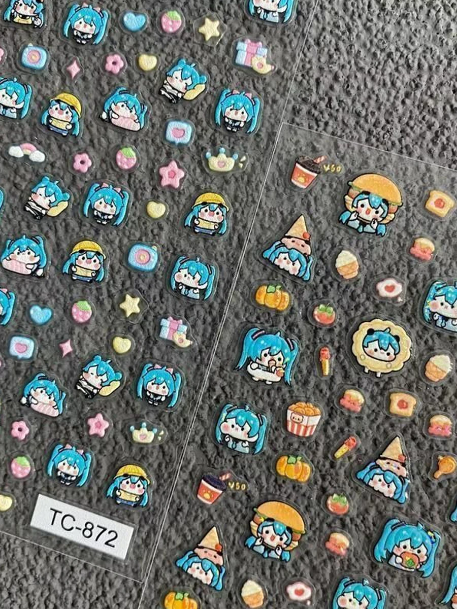 1 Stück 5D Musik-Element Nagelaufkleber Hatsune Miku Selbstklebende Nagelzubehörteile Niedlicher Stil Virtuelle Charakter-Sängerin Nageldekoration – Detail 1
