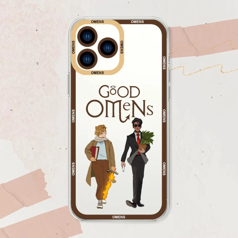 Hot TV Good Omens Phone Case For iphone 11 12 13 14 15 Mini Plus Pro Max Transparent Shell