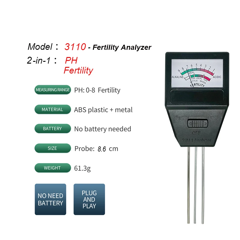 oscilloscope handheld Auto 5-in-1 Pot Soil Tester PH Analyzer Meter For Thermometer Moisture Acidity PH Humidity Fertility For Garden Plant Soil PH tailors tape measure Measurement & Analysis Tools