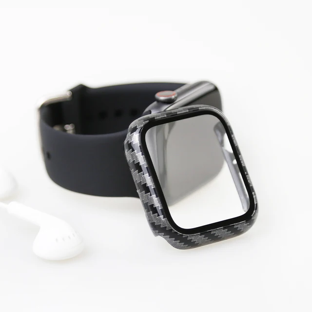 Glass+Cover For Apple Watch Case 45mm 41mm 44mm 40mm 42mm 38mm iWatch Accessorie Screen Protector Apple Watch Serie 3 4 5 6 SE 7 Carbon Black