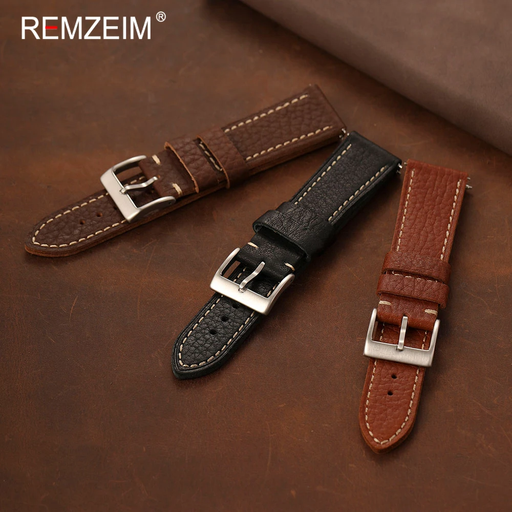 Elegant Genuine Leather Quick Release Watch Strap - Business Style Replacement Band