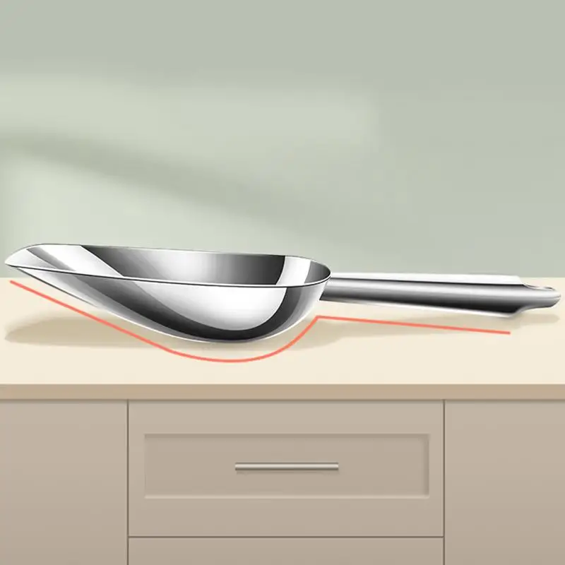 Ice Bucket Scoop Food Candy Scoop Stainless Steel Dishwasher Safe Ice With Storage Loop For Maker Bucket Kitchen