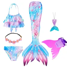  Bylulis Children Mermaid Swimming Suit Kids Mermaid Tails Swimmable Swimsuit Mermaid Cosplay Costumes Clothes Swimwear Bikini 