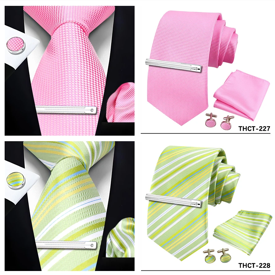 Top Qualität Elegante Krawatten Set Hanky Manschettenknopf Krawatte Clips Business Krawatte Für Männer Hochzeit Formale Gravata Anzug Zubehör Herren Geschenk – Detail 23