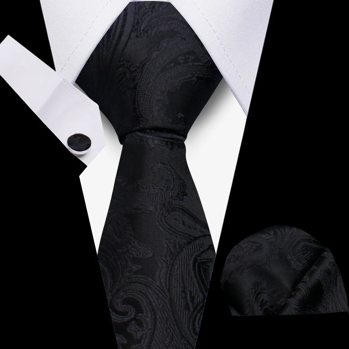 Tie Set Elegant Ties For Men Gift Fashion Men Striped Luxury Necktie Handchief Cufflinks 3 Pcs Business Wedding Suit Accessories