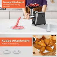Hachoir à viande électrique puissant 750W, broyeur de viande robuste, hachoir à saucisses, robot culinaire en acier inoxydable, poussoir à saucisses 3