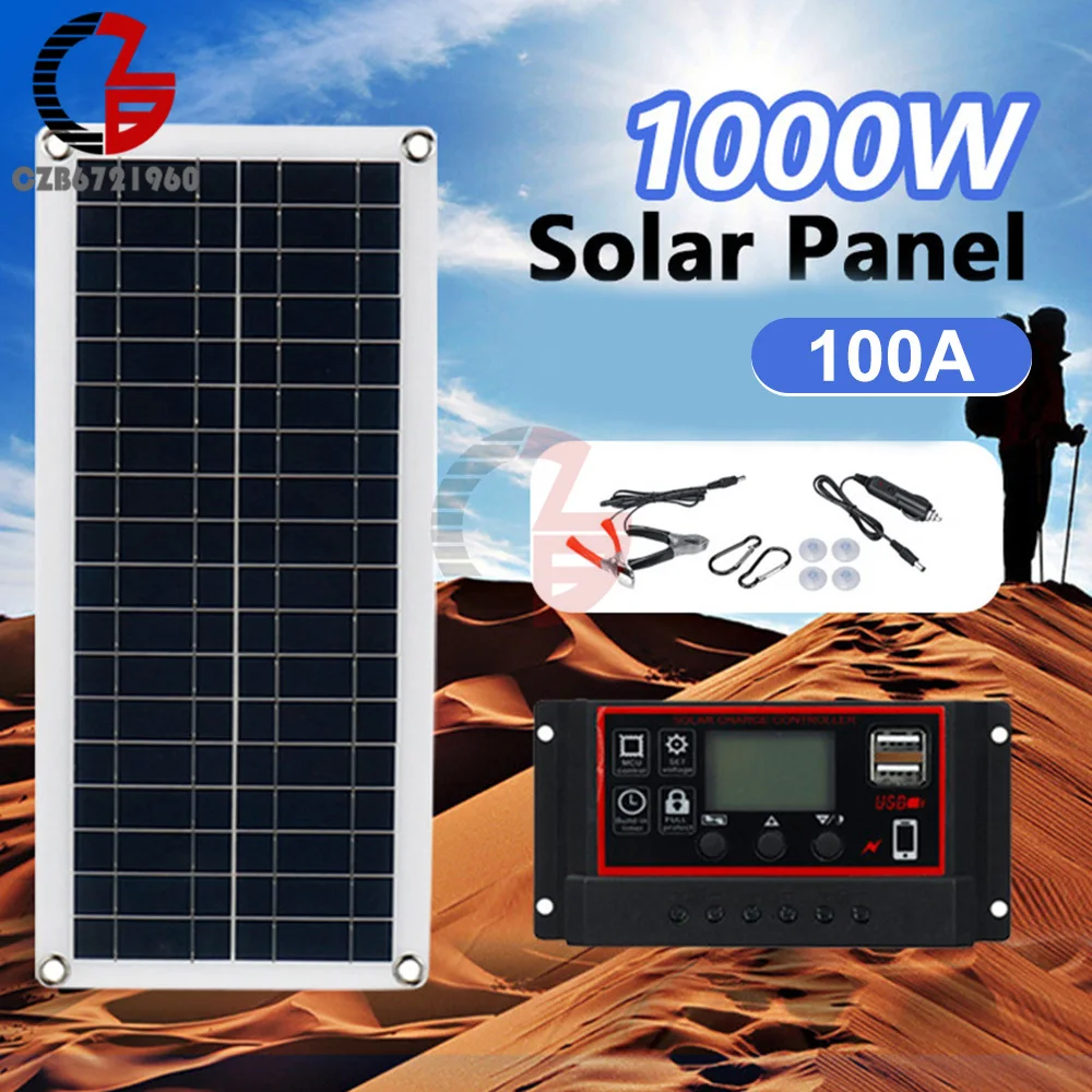1000W12VSolarBatteryChargerMaintainerPortable12VoltSolarPanel