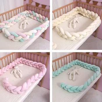 Protezione per culla Cuscino per nodo intrecciato per letto per neonati 3 parti Paraurti per lettino per bambini nel culla Neonato 1M Arredamento della camera
