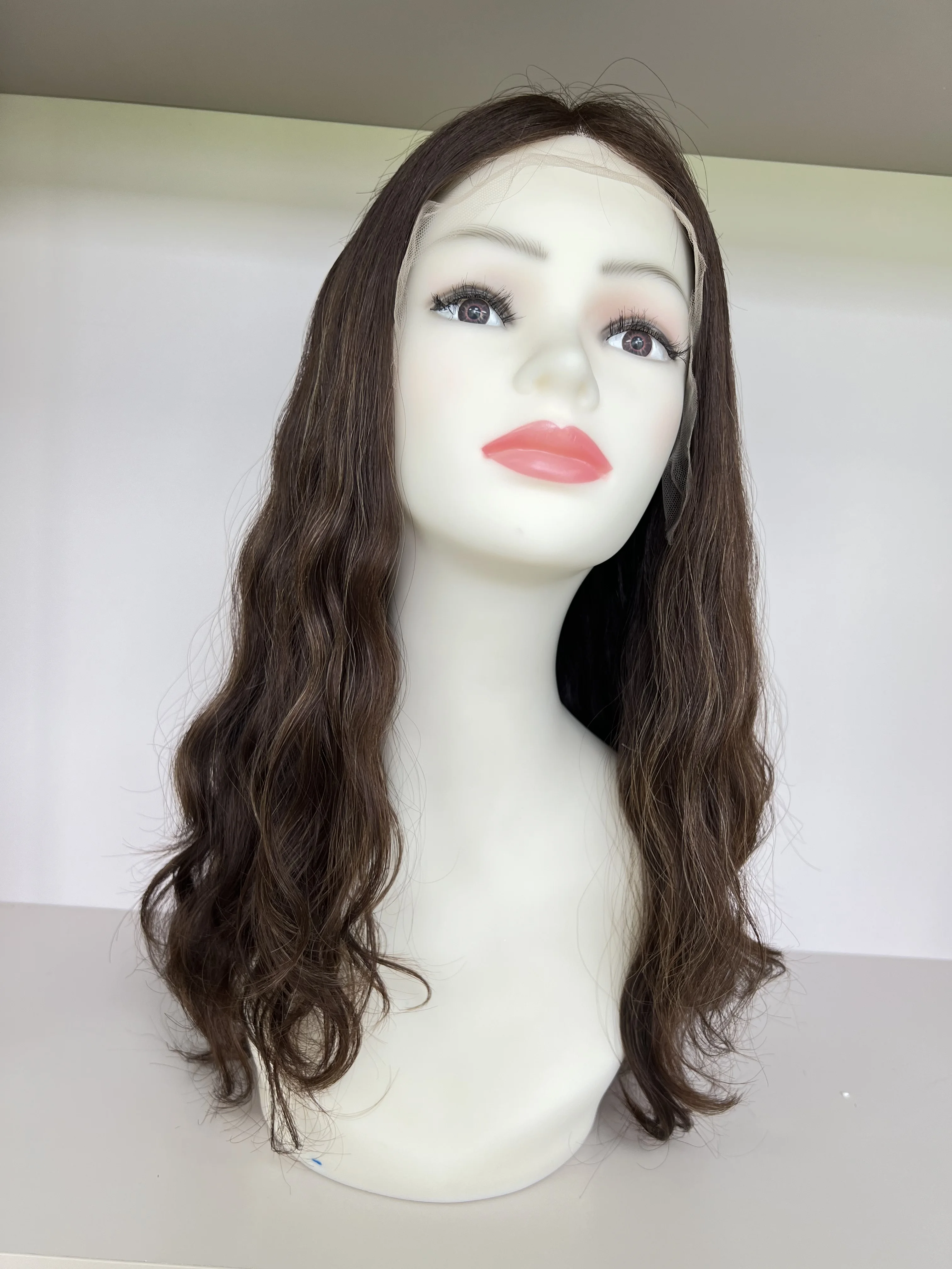 European Virgin Hair Half wig Lace Top with ponytail Wave Hair long Layer Tsingtaowigs Kosher Wig For Women