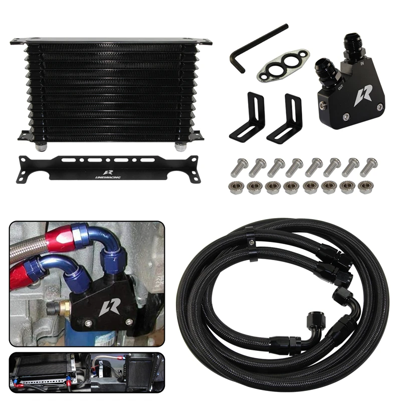 

AN10 10/13/15/19 Row Oil Cooler w/ Bracket Kit For Chevrolet Corvette C5 C6 C7 1997-2004 LS1 LS2 LS3 LS6 LS7 LS9 Adapter Black