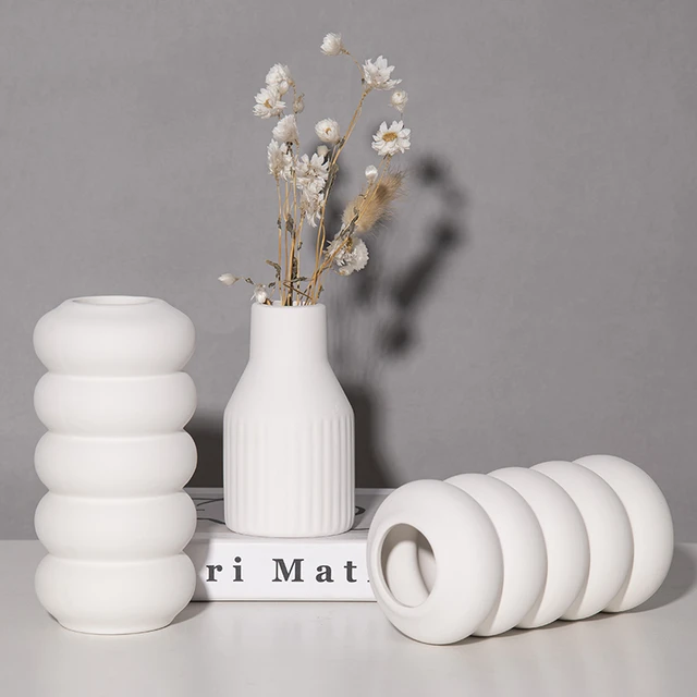 1pc Ceramic Vase Decoration, Minimalist Flower Arrangement Holder