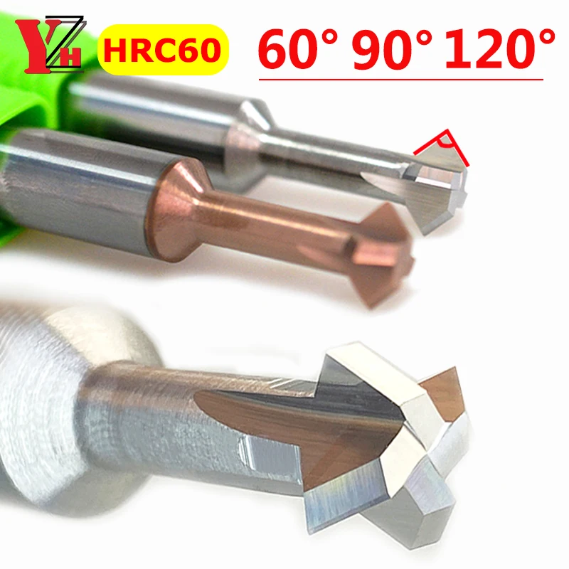 HRC60 Anfasfräser vorne und hinten, innere Fase 60 90 120 Grad CNC-Fräser nach oben und unten mit doppelter Winkelbearbeitung