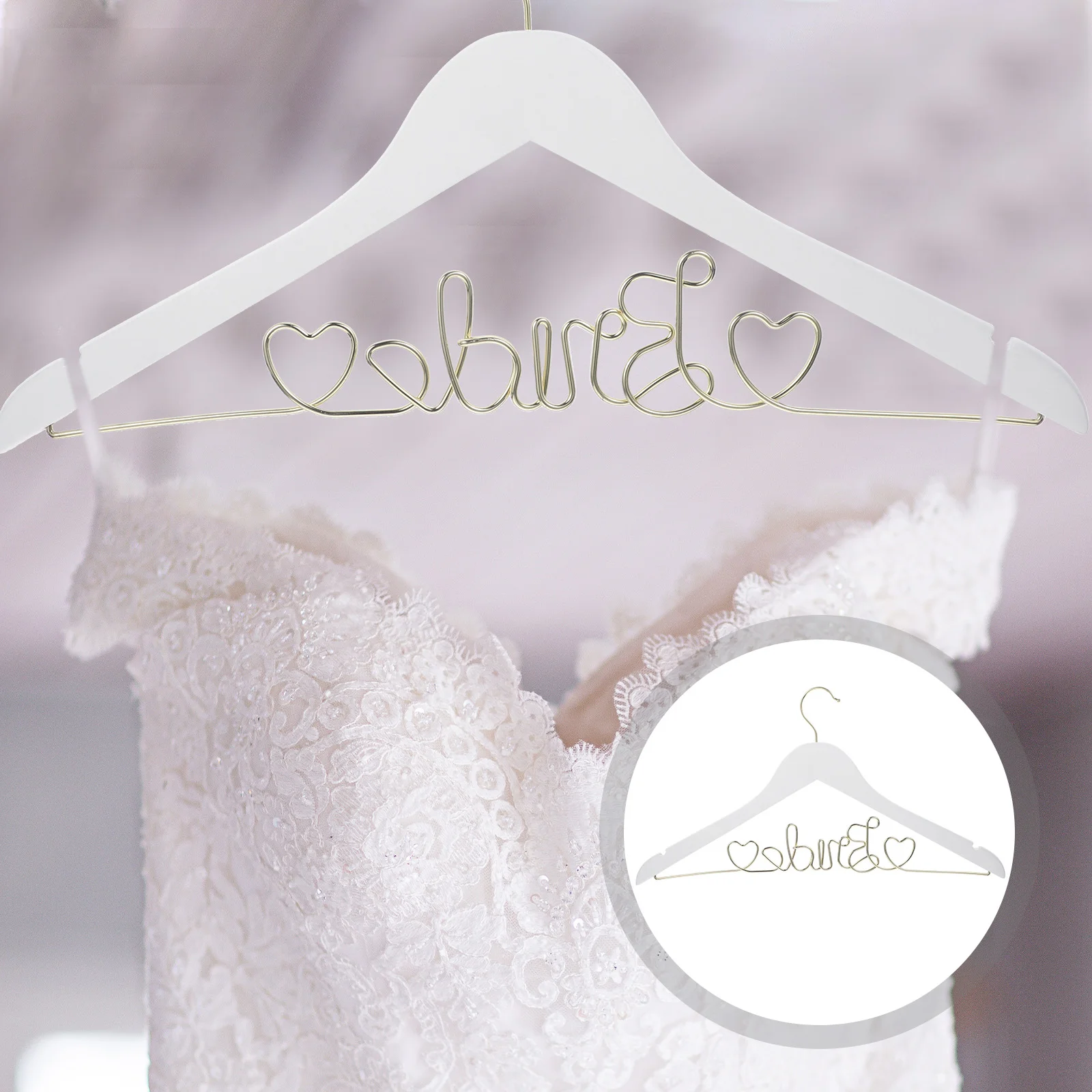 

Wedding Clothes Wooden Metal Hanger Personalized Bride Wedding Dress Organizer