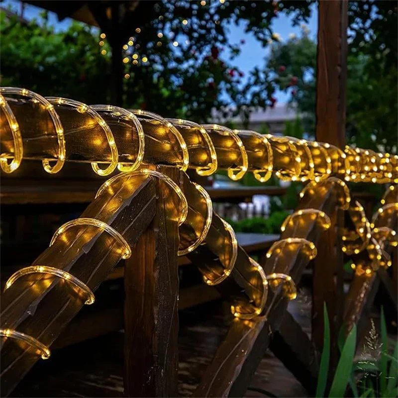 Outdoor Solar Tube Rope Led Light Garden Christmas Decoration Fairy String Light /22M/12M/7M Outdoor Wedding Party Led Lamp