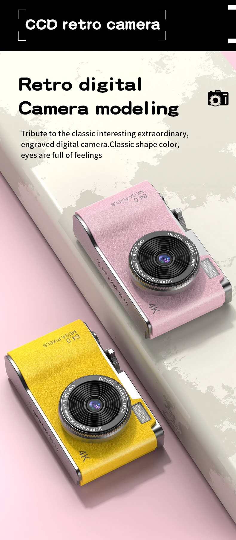 Description Picture 3 of item4K HD Digital 64MP Camera Autofocus Photography Video Camcorder 2.4 inch Screen for Portable Kid Adult Beginners Vlogging Camera