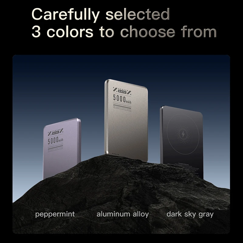 Power Bank 5000mAh Alloy Shell Qi2 Fast Charge For MagSafe iPhone Samsung Huawei Xiaomi