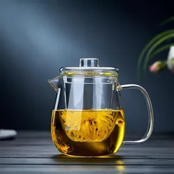 Elegant Glass Teapot with Infuser - Dishwasher & Stovetop Safe for Loose Leaf & Blooming Tea (650ml clear)