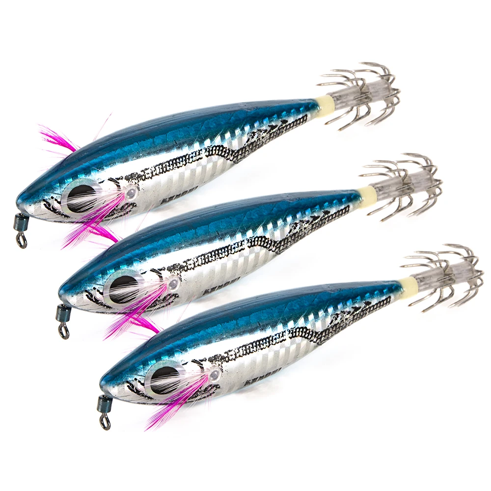 3pcs Squid Jig Artificial Hard Fishing Lures Artificial Plastic Fishing Lure  Hard Bait Jig Fishing Wobblers Diving Crank Bait