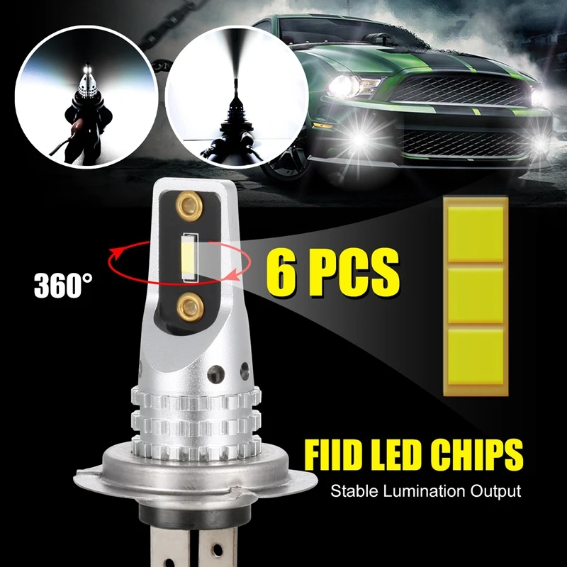 

6PCS-CSP LED 288W LED Bulbs For DRL Fog Lights,6500K Xenon White