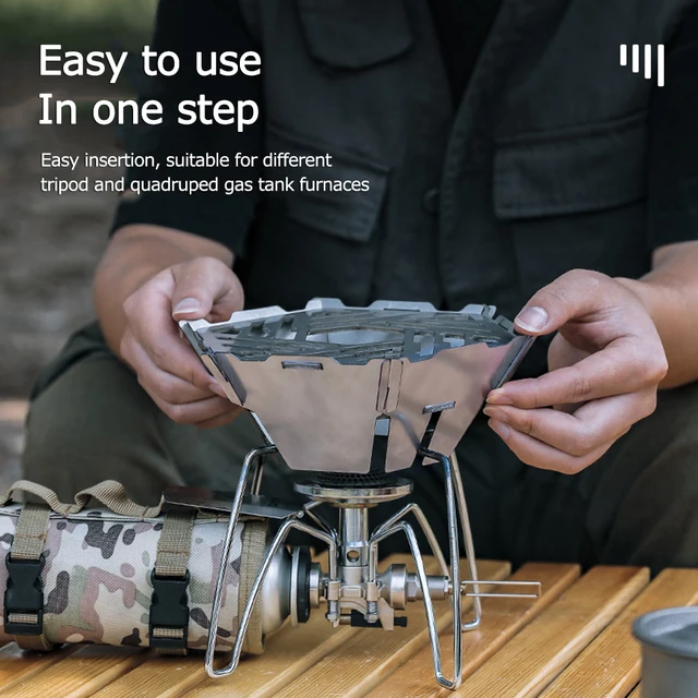 Kültéri Gáz Szélálló Kemping Kályha Szélvédő Rozsdamentes Acél Cserélhető Főzési Gáztartály Kemence - Image 2