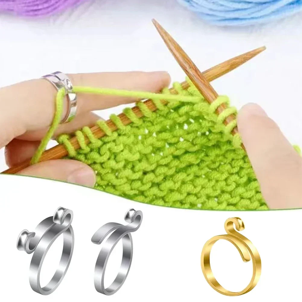 2Pcs Adjustable Knitting Crochet Hook Knitting Yarn Guide Fingers Beginner Loops Crochet Tool Thread Loops Sewing Tool