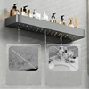Bathroom Shelf Convenient Punch-free Gray Wall-mounted Towel Rack Bathroom Household Items Bathroom Home Practical Storage Rack 2