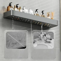 Bathroom Shelf Convenient Punch-free Gray Wall-mounted Towel Rack Bathroom Household Items Bathroom Home Practical Storage Rack 2
