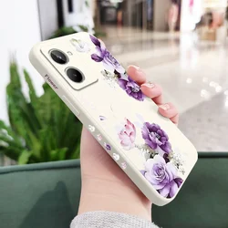 Elegant Peony Liquid Silicone Phone Case Cover - Realme C21Y(C25Y) (White)