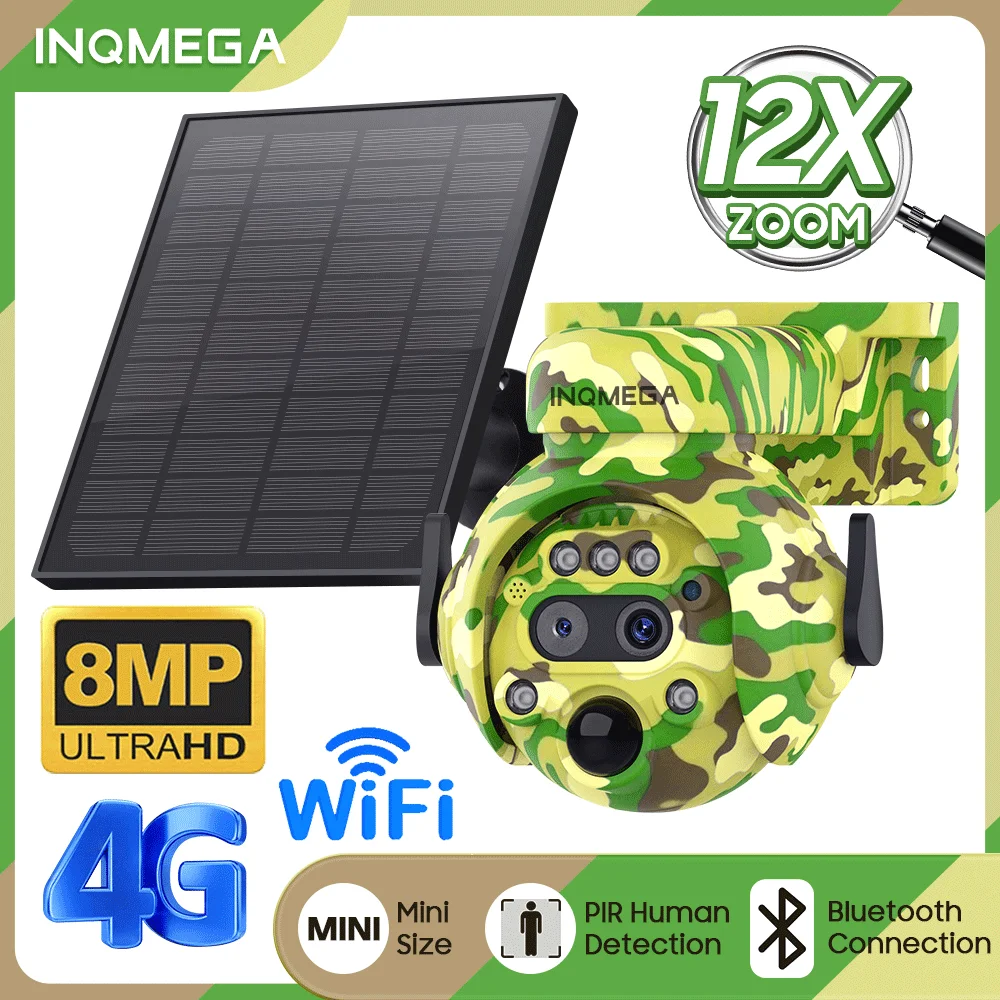 Fototrappola Solare 4K 46MP Con WiFi E Bluetooth | Telecamera Da Esterno Per Animali Selvatici | Visione Notturna A Infrarossi E Sensore Di Movimento | Include Scheda 32GB