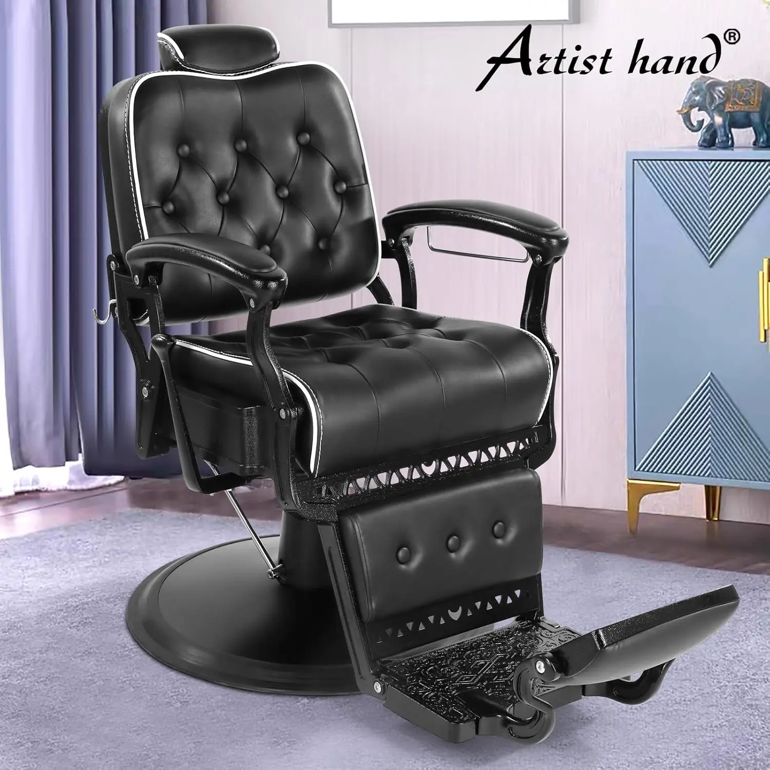 Description Picture 3 of itemBarber Chair All Purpose Hydraulic Recline Salon Chair Beauty Spa Vintage Barber Chair Heavy Duty Chair(Black)