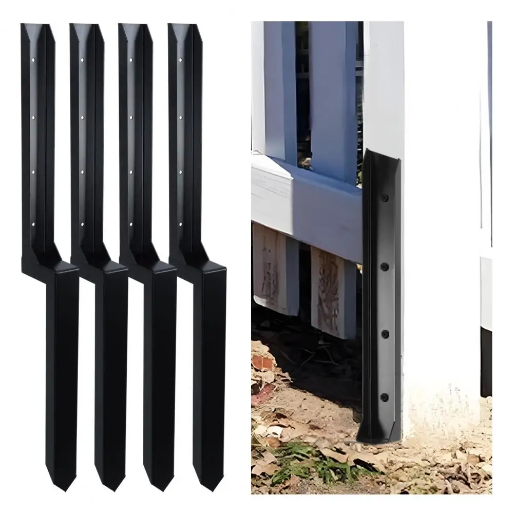4Pcs Fence Post Repair Stakes With Fixing Screws Heavy-duty Fence Back Support Kit Pointed Head Tilted Broken Wood Repair Tool