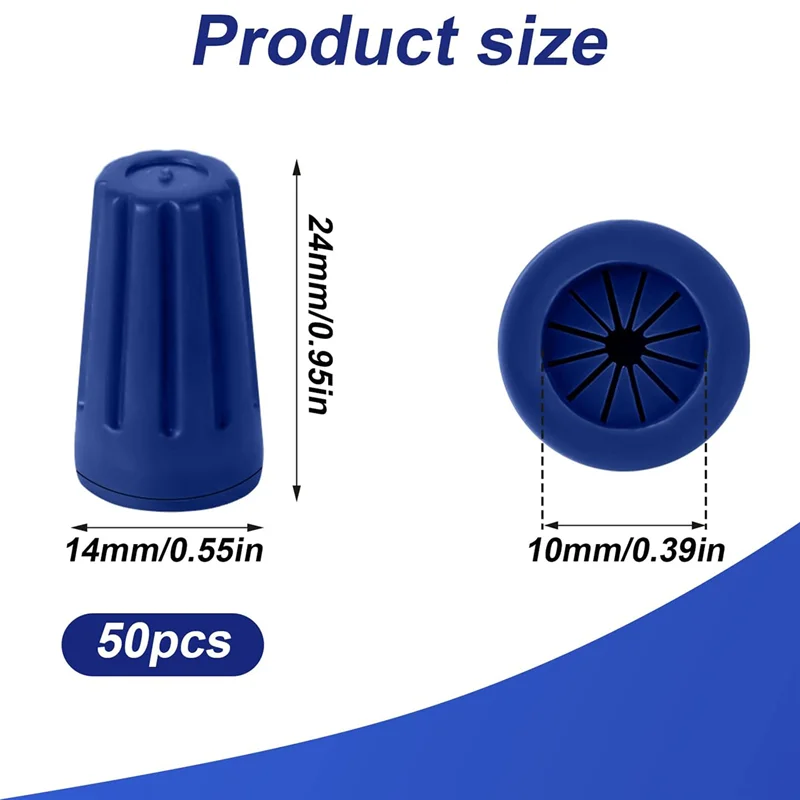 thumbnail image 2 of Waterproof Connector 50Pcs Wire Nuts Caps Electrical Connectors For 10-22AWG Gauge Electric Connectors For Wiring Twist Nuts A Electrical Wire 2 of 9