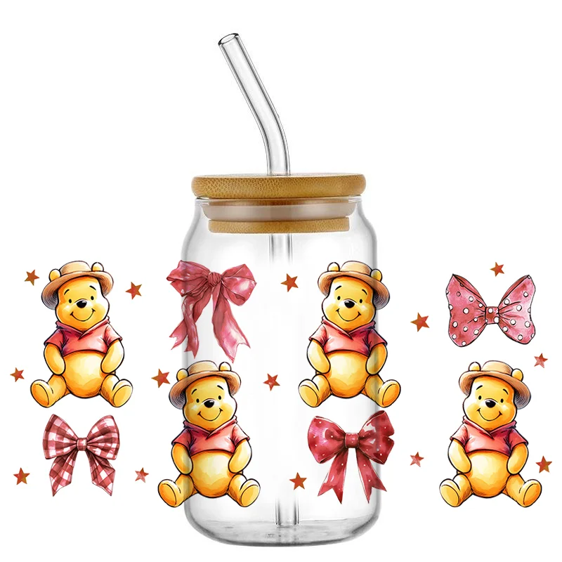 Vinilo Adhesivo para Tazas con Diseño de Winnie the Pooh, Transferencia UV DTF, 16 oz, Resistente al Agua, Adhesivo Permanente