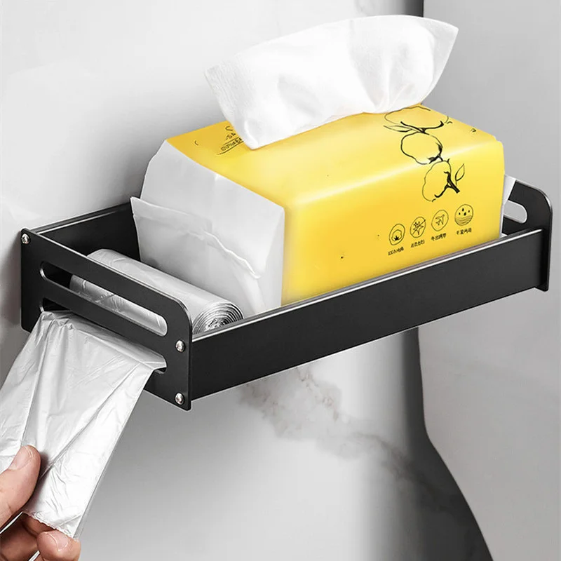 

1Pc Wall Mount Toilet Roll Holders Space Aluminum For Hotel Restroom Paper Holder Tissue Bathroom Storage Box Home Accessories