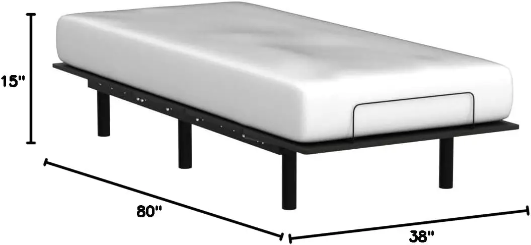 Essential Adjustable Bed Base (Frame Only), Easy Assembly, Head and Foot Lift, Memory Positions, Zero Gravity, Wireless Remote