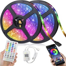 

Music Sync 5050 RGB Diode Tape LED Light Strips Bluetooth Phone Remote Control for Home Living Room Decorative