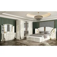 Un cadre en bois doré de luxe Royal, ensemble de lit Double King Size, maison Villa, Design moderne classique, ensembles de chambre à coucher complets en bois, meubles 4
