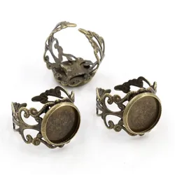 Set of 10 Adjustable Copper Ring Settings in 6 Classic Colors - 16mm x 10pcs (Bronze)