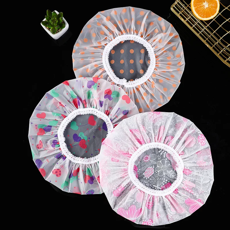 Bathroom Shower Waterproof Cap Thicken Elastic Bath Hat Bathing Cap For Women Hair Salon Bathroom Supplies Women Shower Caps