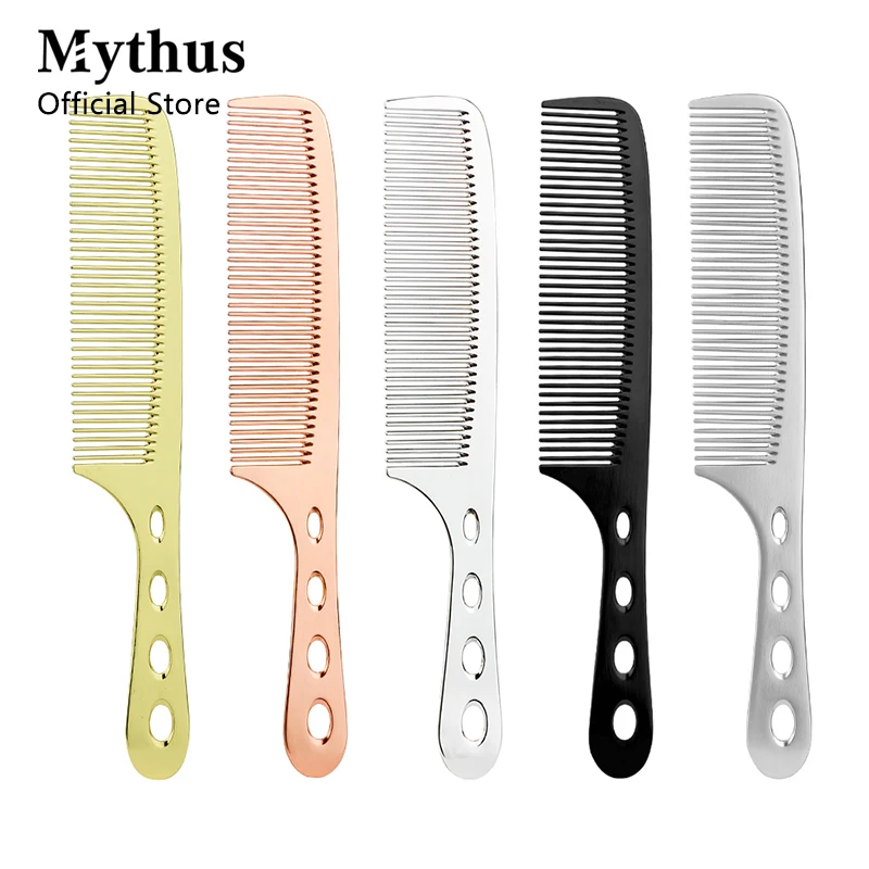 Professional Aluminum Flat Top Comb Anti-static Barber Hair Comb Stylist Stylig Tools Accessories Salon Flat Top Metal Comb