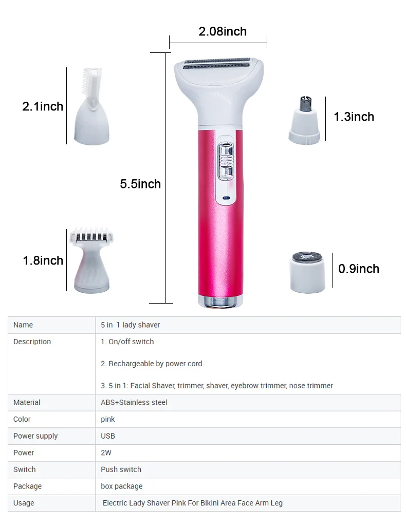 New 2024 Body Hair Removal Epilator 5 in 1 Hair Bikini Hair Leg Hair Pubic Hair Electric Razor